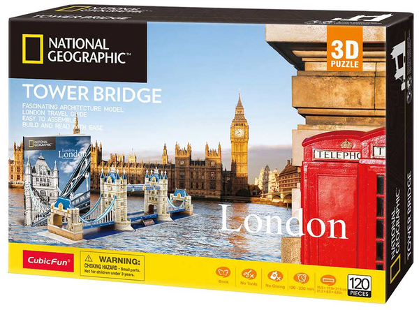  «Трехмерная головоломка-конструктор CubicFun National Geographic Тауэрский мост 120 деталей (DS0978h)», бренда CubicFun - фото №1