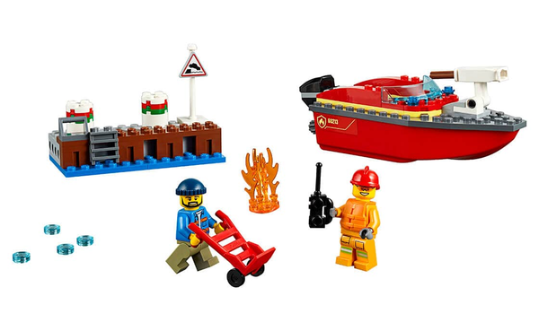  «Конструктор LEGO City Пожар на причале 97 деталей (60213)», бренда LEGO - фото №1
