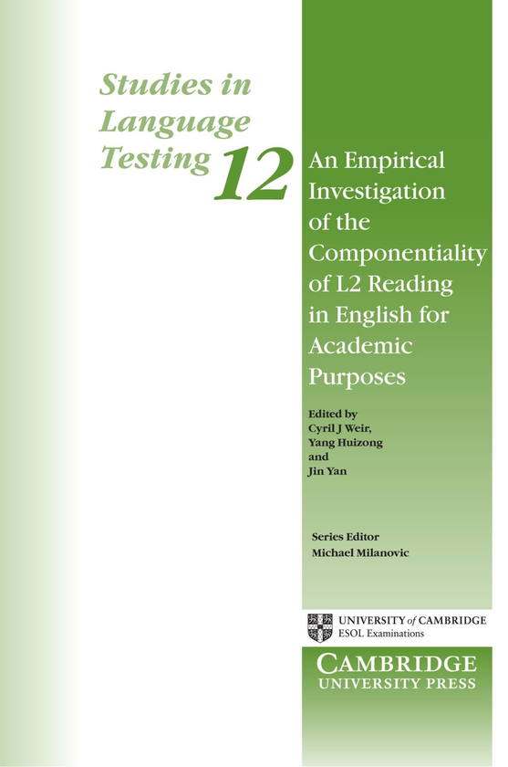 [object Object] «An Empirical Investigation of the Componentiality of L2 Reading in English for Academic Purposes» - фото №1
