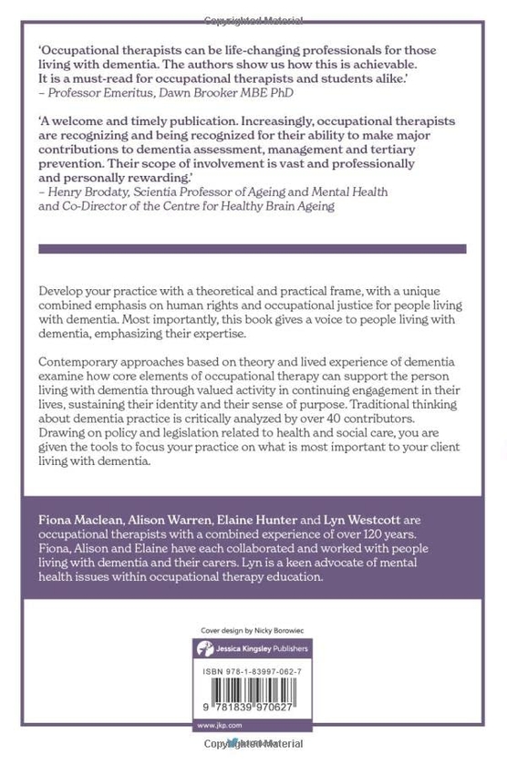Бумажная книга «Occupational Therapy and Dementia. Promoting Inclusion, Rights and Opportunities for People Living With Dementia», авторов Фиона Маклин, Элисон Уоррен, Элейн Хантер, Лін Весткотт - фото №1