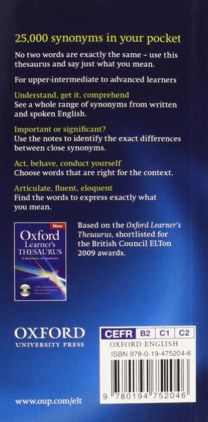 Паперова книга «Oxford Learner's Pocket Thesaurus» - фото №1