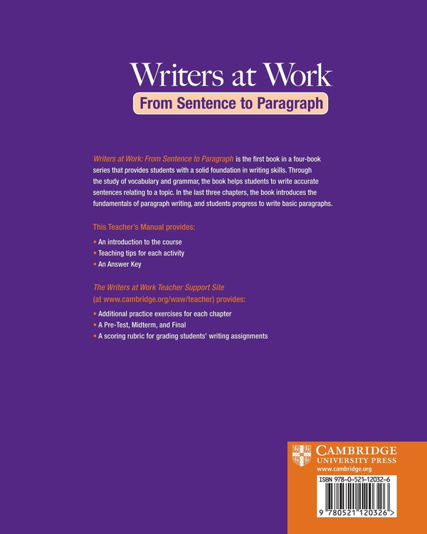 Паперова книга «Writers at Work: From Sentence to Paragraph Teacher's Manual», автор Лорі Бласс - фото №1