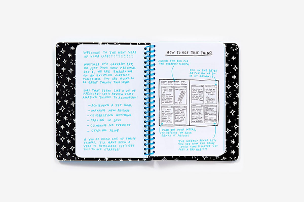 Бумажная книга «Adam J. Kurtz Then and Now Undated 12-Month Agenda with Stickers» - фото №1
