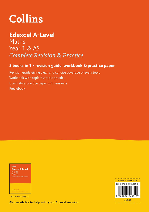 Бумажная книга «Edexcel Maths A level Year 1 (And AS) All-in-One Complete Revision and Practice : Ideal for Home Learning, 2022 and 2023 Exams» - фото №1