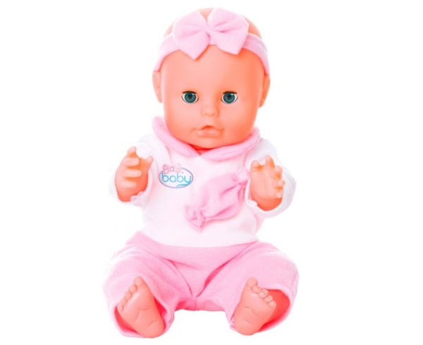  «Пупс Play Baby 32 см в розовом комбинезоне (32000)», бренда Play Baby - фото №1