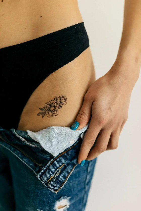 «Тимчасове тату Tattooshka Піони з гілочками (TH-391)», бренда Tattooshka - фото №1
