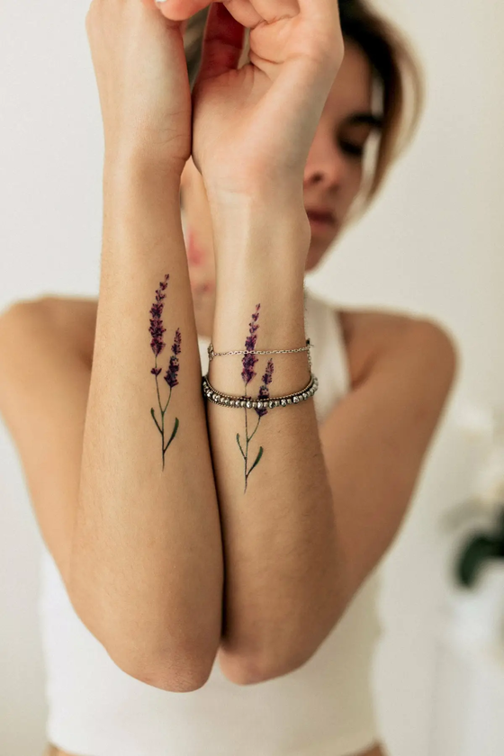 «Тимчасове тату Tattooshka Дві лаванди (WM-372)», бренда Tattooshka - фото №1