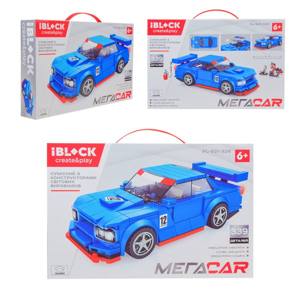  «Іграшка конструктор IBLOCK арт. PL-921-326, машинка. 339 дет.,у коробці  23,5*36*6 см (PL-921-326)», бренда IBLOCK - фото №1