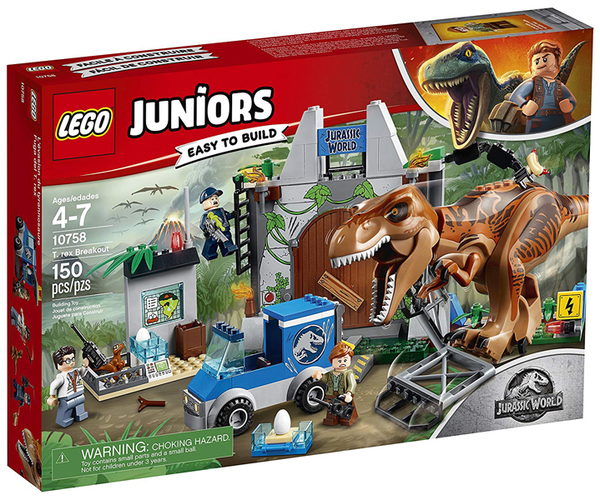  «Конструктор LEGO Juniors Побег Ти-Рекса 150 деталей (10758)», бренда LEGO - фото №1