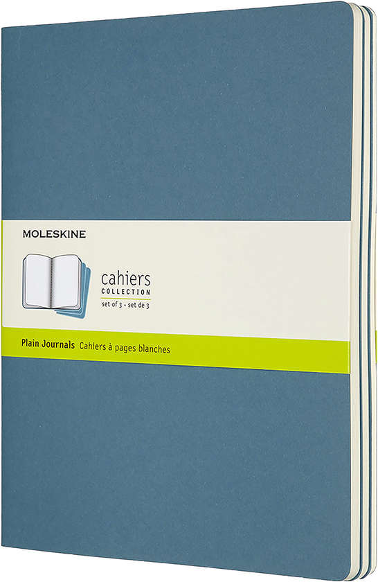  «Набор тетрадей Moleskine Cahier нелинованный Живой голубой 3 шт (CH023B44)», бренда Moleskine - фото №1