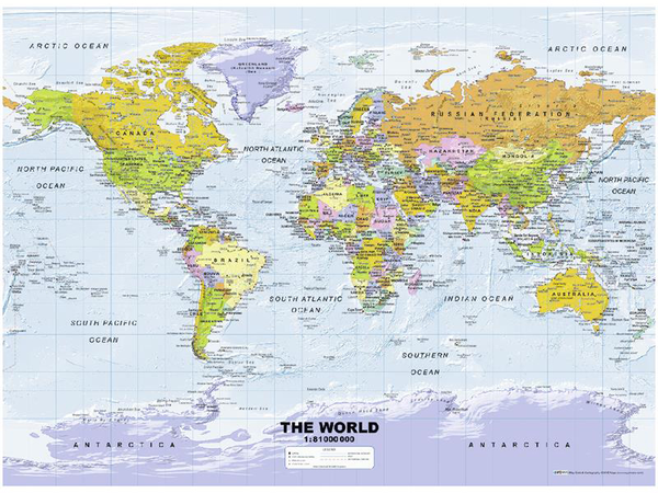  «Пазл Ravensburger Политическая карта мира 500 элементов (RSV-147557)», бренда Ravensburger - фото №1
