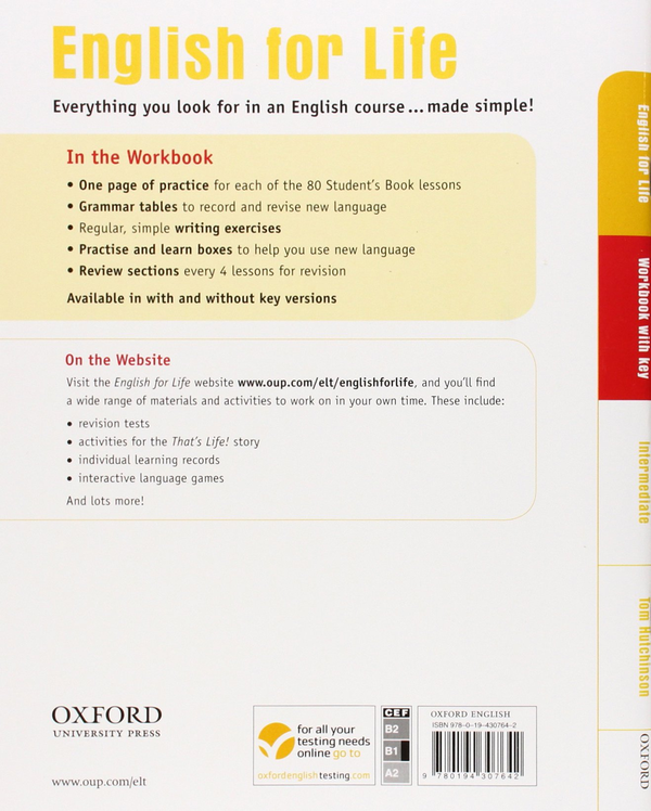 [object Object] «English for Life Intermediate. Workbook with key», автор Том Хатчинсон - фото №2 - миниатюра