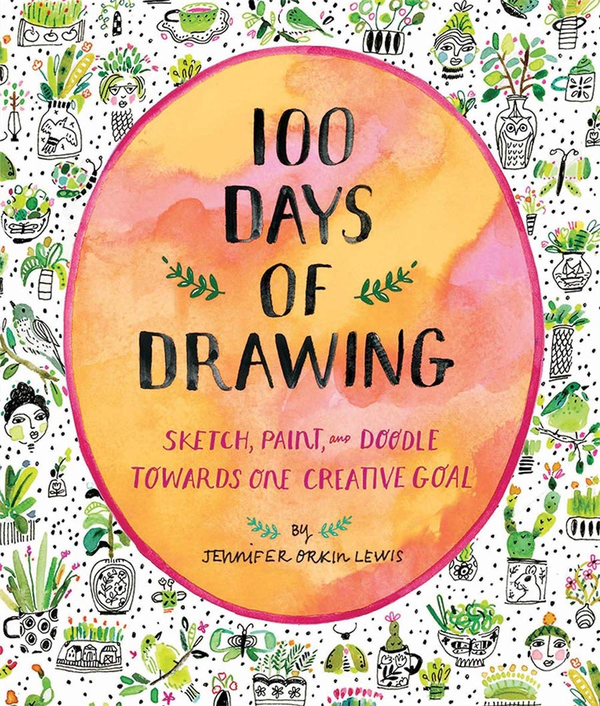 Бумажная книга «100 Days of Drawing. Sketch, Paint, and Doodle Towards One Creative Goal», автор Дженнифер Оркин Льюис - фото №1