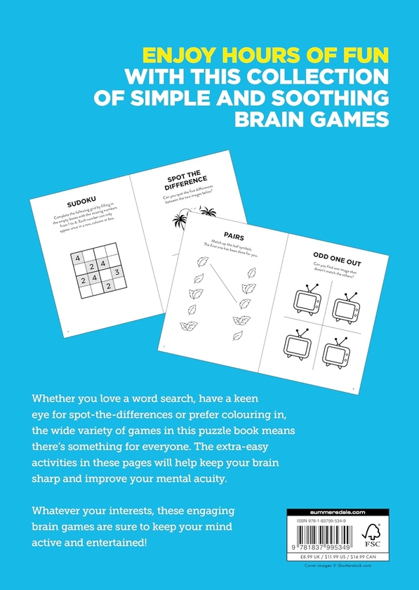 Паперова книга «Brain Games for Seniors: Fun, Achievable and Soothing Logic Puzzles for Seniors with Dementia, Alzheimer’s and other Memory Loss Conditions to Stimulate the Brain and Boost Cognitive Abilities», автор Summersdale Publishers - фото №1