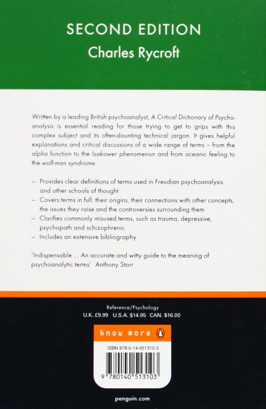[object Object] «A Critical Dictionary of Psychoanalysis», автор Чарльз Райкрофт - фото №2 - мініатюра