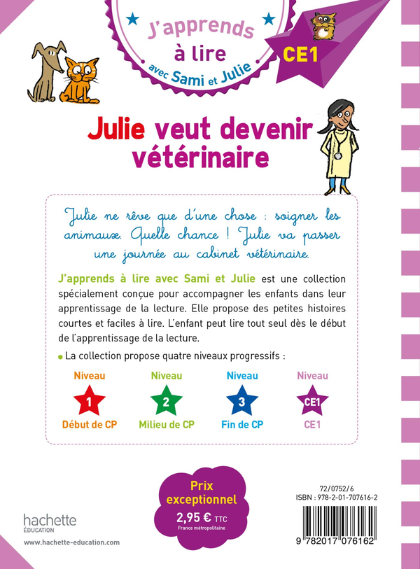 Бумажная книга «Sami et Julie CE1 Julie veut devenir vétérinaire», автор Emmanuelle Massonaud - фото №1