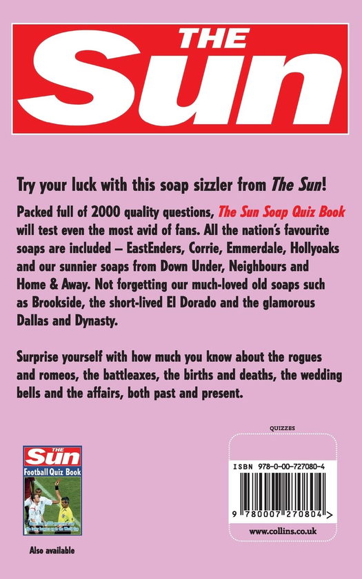 Бумажная книга «The Sun Soap Quiz Book: 2000 questions on your favourite TV soap operas», автор Крис Брэдшоу - фото №1