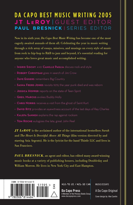 Паперова книга «Da Capo Best Music Writing 2005. The Year's Finest Writing on Rock, Hip-Hop, Jazz, Pop, Country, & More» - фото №1