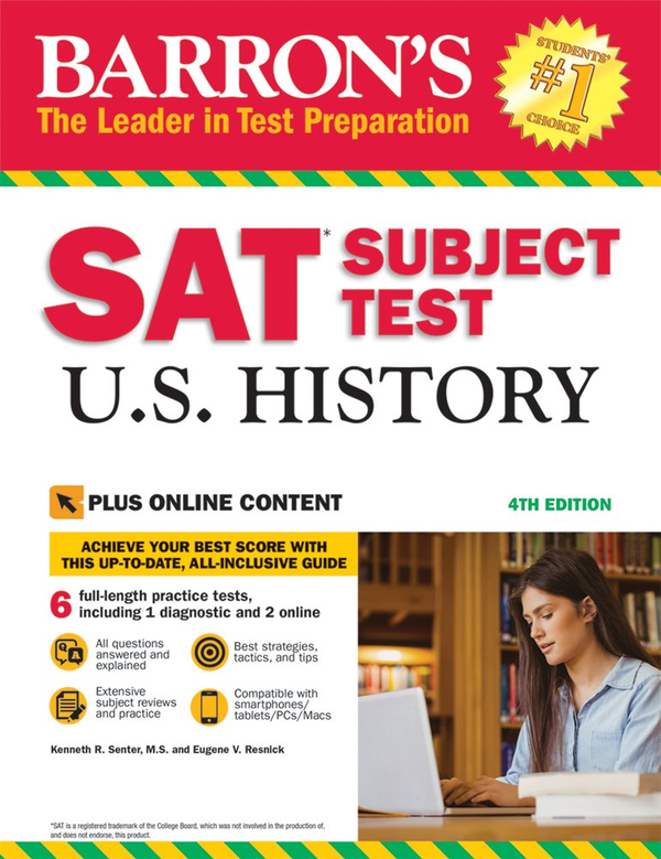 Бумажная книга «SAT Subject Test U.S. History with Online Tests», авторов Кеннет Р. Сентер, Евгений В. Резник - фото №1