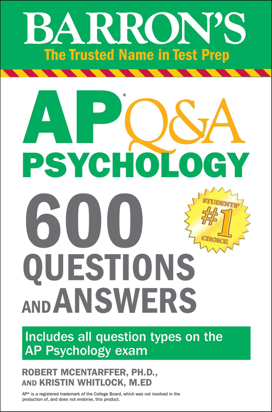 Паперова книга « Barron's AP Q&A Psychology : 600 Questions and Answers», автор Роберт Макентарффер - фото №1