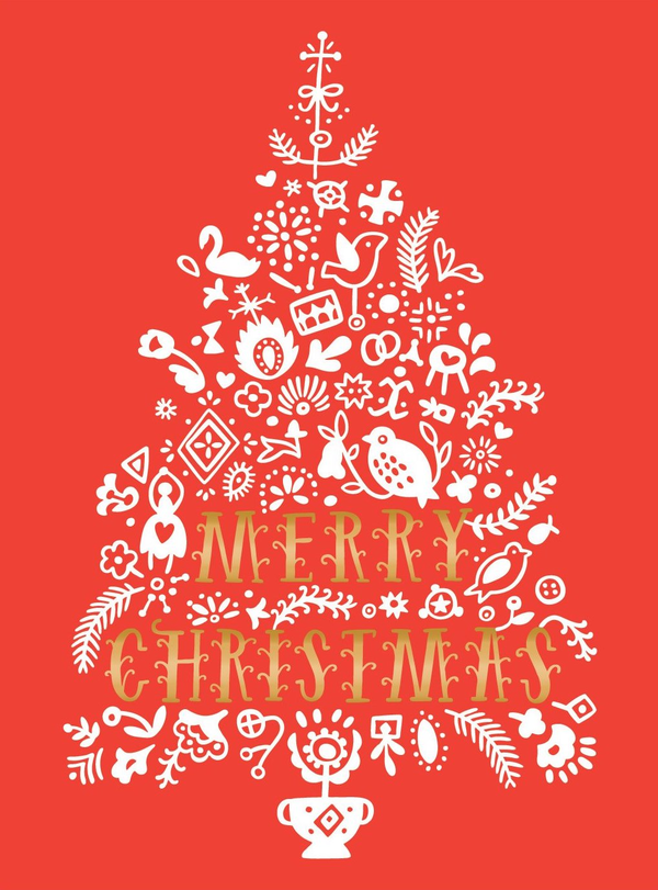 Бумажная книга «Festive Folk Tree Embellished Notecards» - фото №1