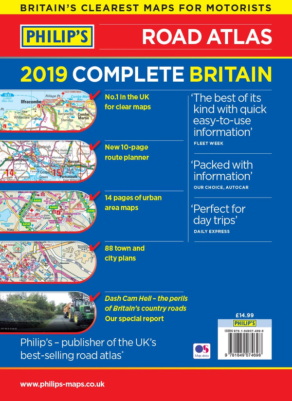 Бумажная книга «Philip's 2019 Complete Road Atlas Britain and Ireland - De luxe hardback : De luxe hardback edition» - фото №1