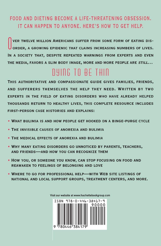Бумажная книга «Dying to Be Thin. Understanding and Defeating Anorexia Nervosa and Bulimia. A Practical, Lifesaving Guide», авторов Айра М. Сакер, Марк Зиммер - фото №1