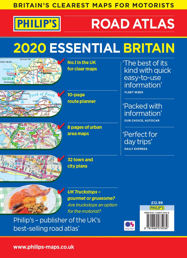Бумажная книга «2020 Philip's Essential Road Atlas Britain and Ireland : A4 Spiral binding» - фото №1