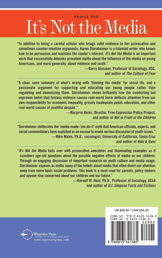 Бумажная книга «It's Not The Media : The Truth About Pop Culture's Influence On Children», автор Карен Стернхеймер - фото №1