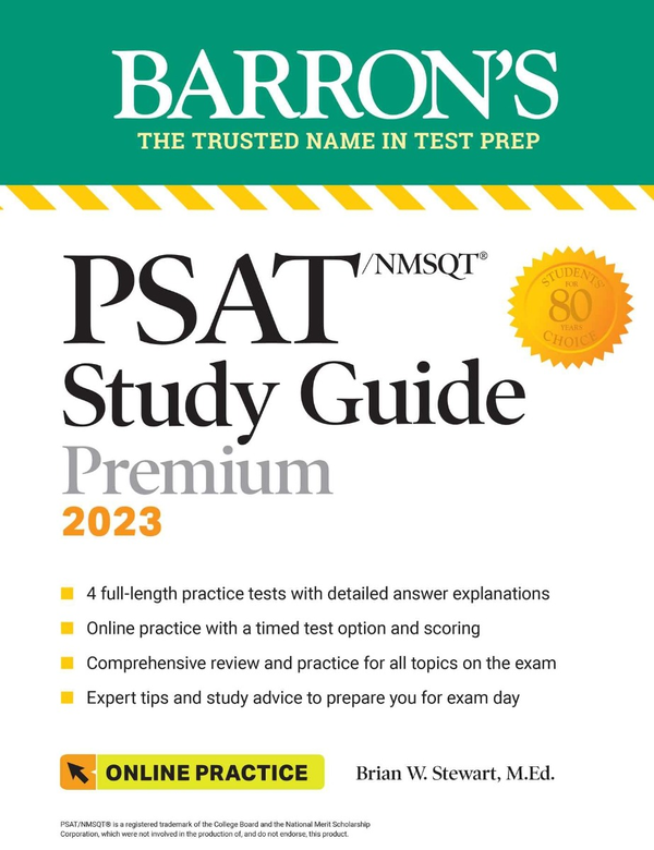 Паперова книга «PSAT/NMSQT Study Guide, 2023. Comprehensive Review with 4 Practice Tests + an Online Timed Test Option», автор Брайан Стюарт - фото №1