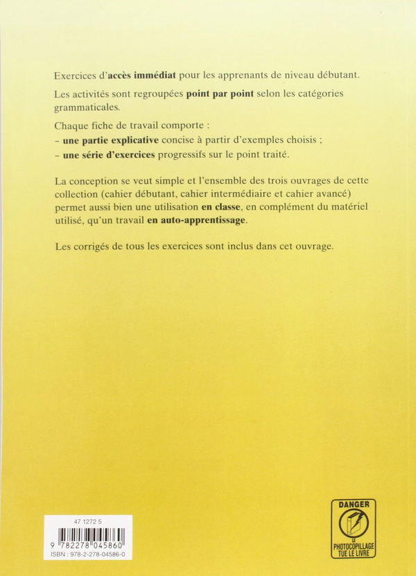 Паперова книга «Exercices de grammaire française débutant niveau 1», автор Энни Моннери-Гоарин - фото №1