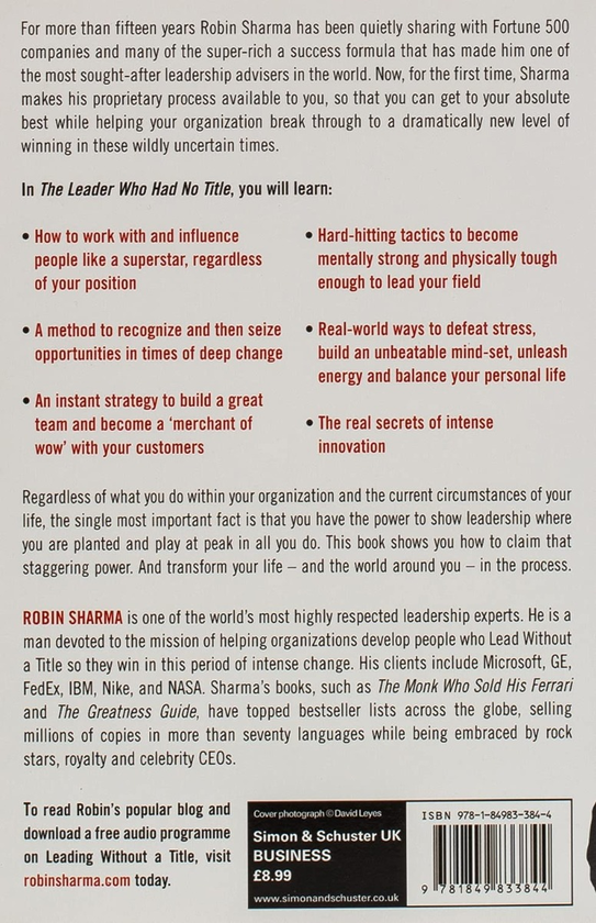 Бумажная книга «The Leader Who Had No Title», автор Робин Шарма - фото №1