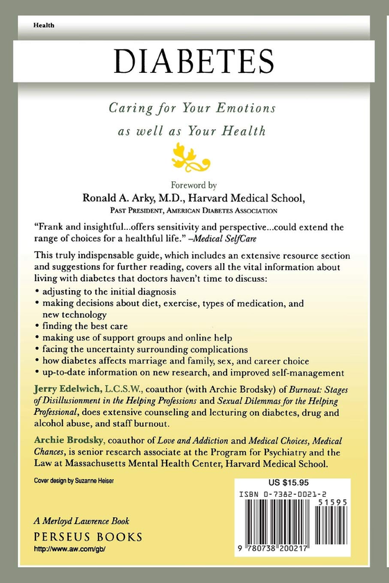 Бумажная книга «Diabetes. Caring For Your Emotions As Well As Your Health», авторов Арчи Бродски, Джерри Эдельвич - фото №1