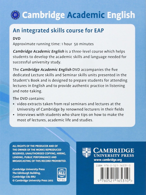 Паперова книга « Cambridge Academic English C1 Advanced Class Audio CD and DVD Pack : An Integrated Skills Course for EAP» - фото №1
