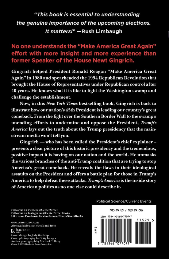 Паперова книга «Trump's America : The Truth about Our Nation's Great Comeback», автор Ньют Гінгріч - фото №1