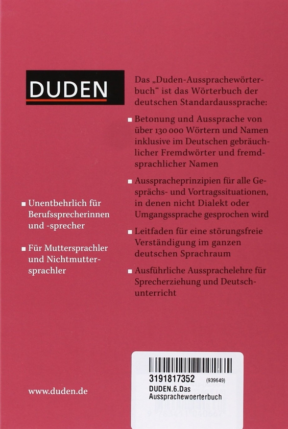 Бумажная книга «Duden 6. Das Ausspracheworterbuch 6. Auflage» - фото №1