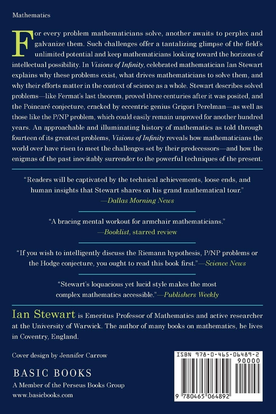 Бумажная книга «Visions of Infinity: The Great Mathematical Problems», автор Иэн Стюарт - фото №1