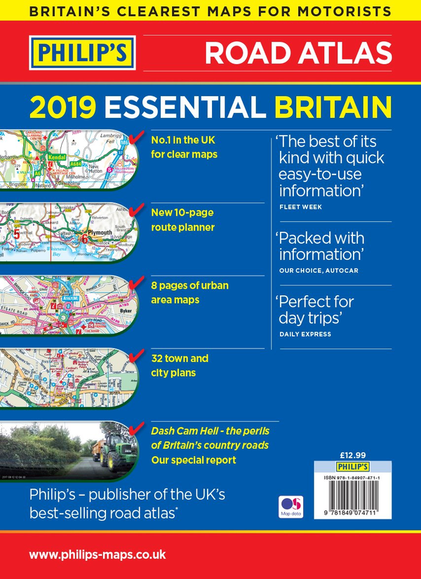 Бумажная книга «Philip's 2019 Essential Road Atlas Britain and Ireland - Spiral A4 : (Spiral binding)» - фото №1