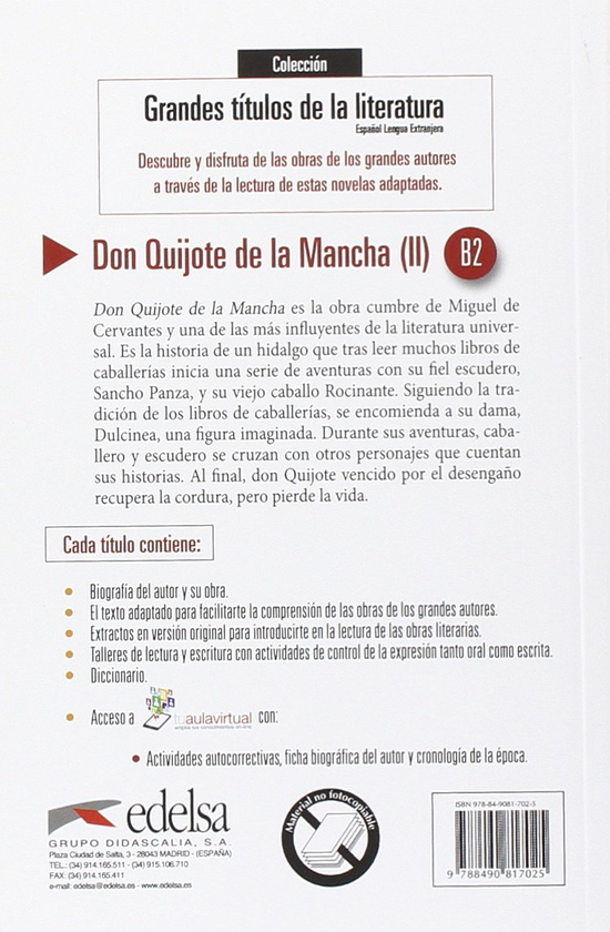 Бумажная книга «Grandes Títulos de la Literatura. Don Quijote de la Mancha 2», автор Мигель де Сервантес - фото №1