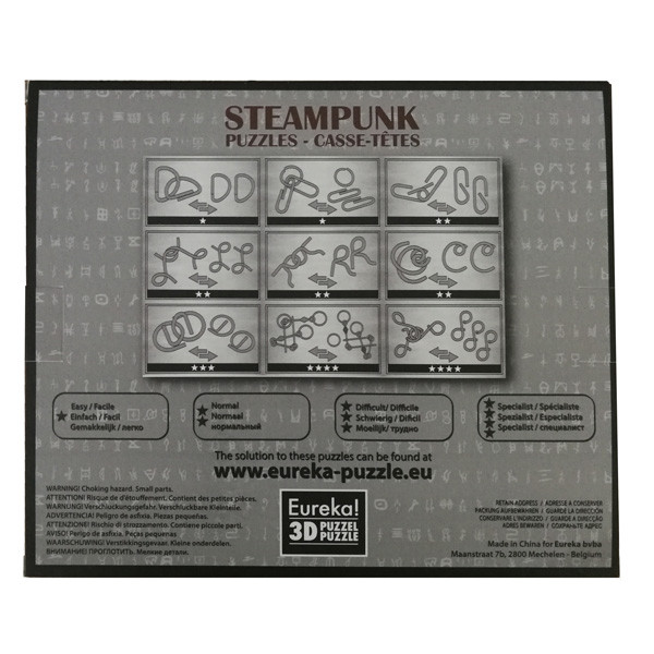  «Набор головоломок Eureka 3D Puzzle 9 Steampunk Puzzles Gray set (473207)», бренда Eureka 3D Puzzle - фото №1