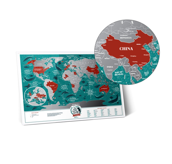 «Скретч карта мира 1DEA.me Travel Map Marine World на английском языке (MW)», бренда 1DEA.me - фото №1