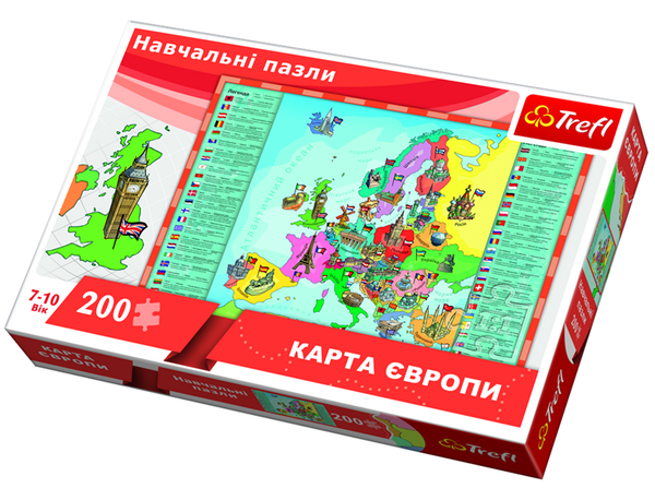  «Пазл Trefl Карта Европы 200 элементов (TFL-15530)», бренда Trefl - фото №1