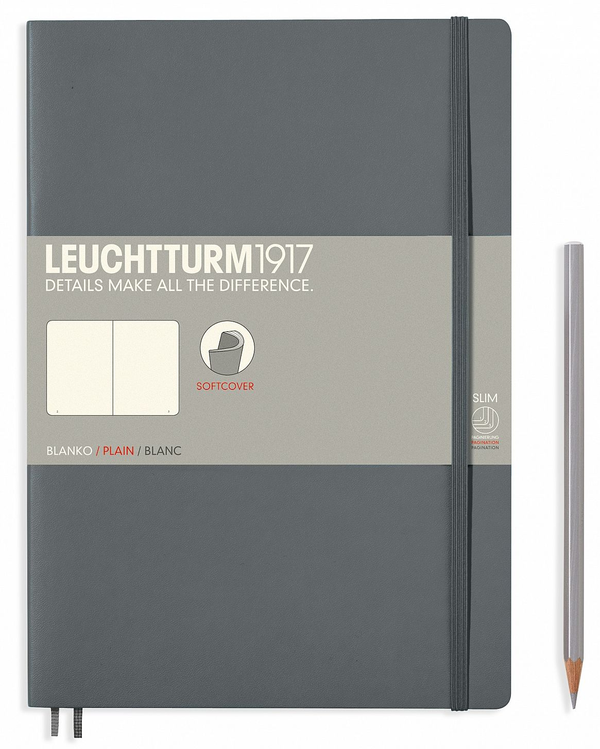 «Записная книжка Leuchtturm1917 Средняя B5 Чистые листы Антрацит (355312)», бренда Leuchtturm1917 - фото №1