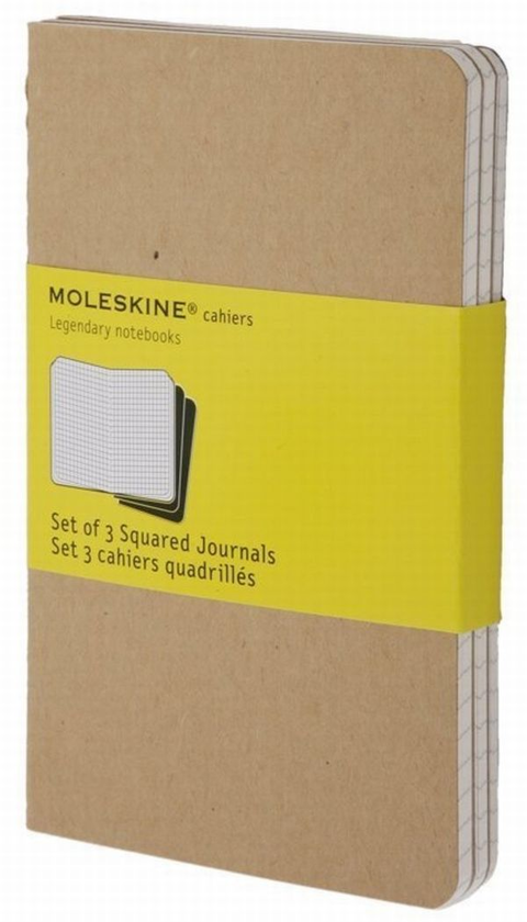  «Блокнот Moleskine Cahier средний клетка бежевый 3 шт (QP417)», бренда Moleskine - фото №1