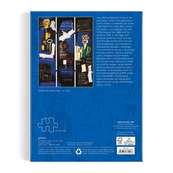  «Пазл Galison Basquiat Horn Players 500 Piece Book Puzzle», бренда Galison - фото №1