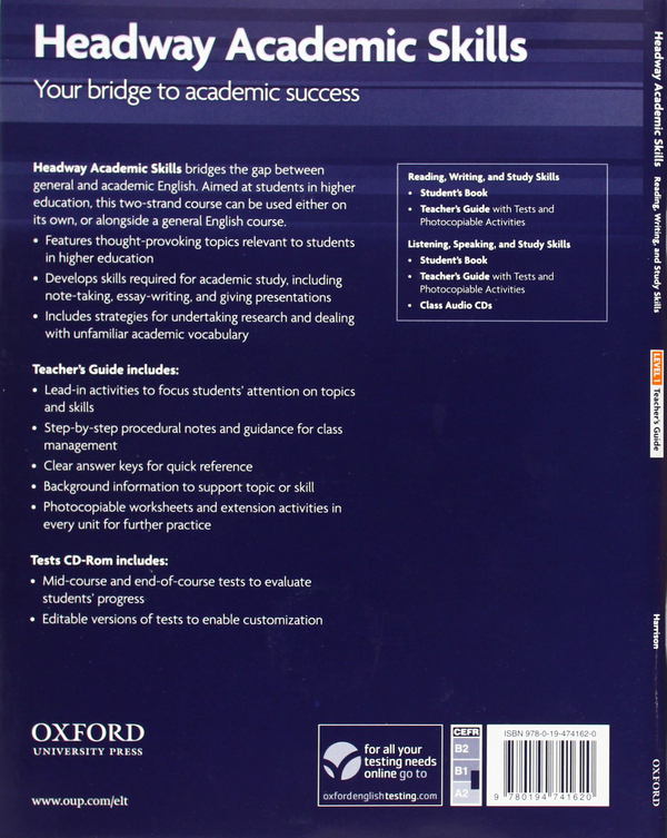 Паперова книга «Headway Academic Skills 1. Reading, Writing, and Study Skills. Teacher's Guide», автор Річард Харрісон - фото №1