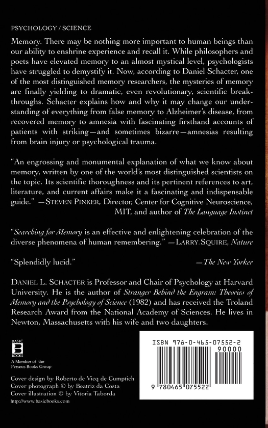 Бумажная книга «Searching For Memory. The Brain, The Mind, And The Past», автор Дэниел Шактер - фото №1