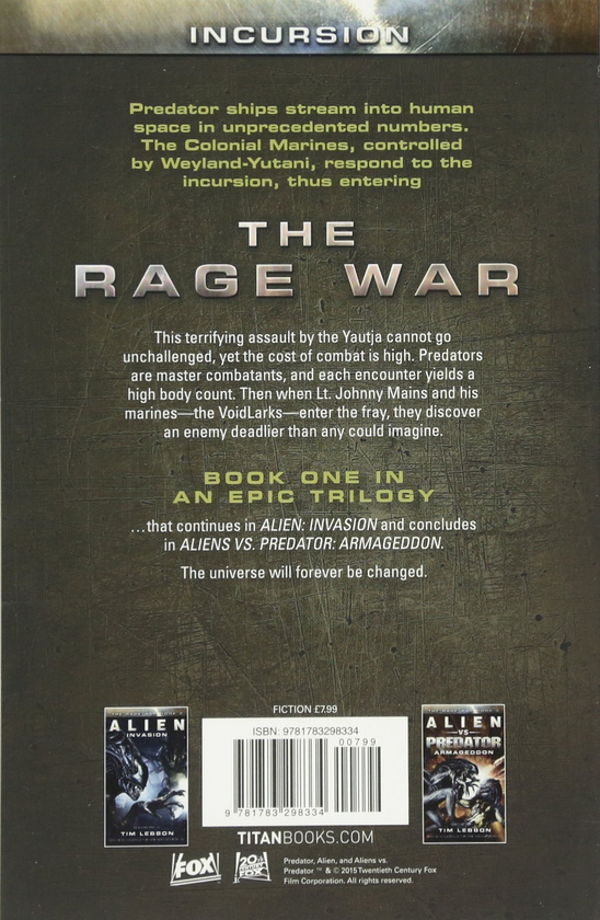 Бумажная книга «Predator: Incursion: The Rage War. Book 1», автор Тим Леббон - фото №1
