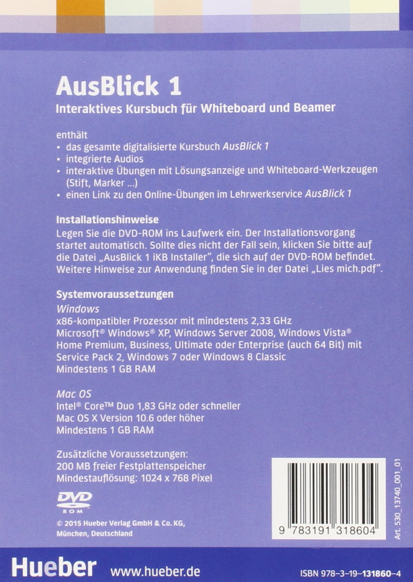 Бумажная книга «AusBlick 1 Bruckenkurs - Interaktives Kursbuch fur Whiteboard und Beamer (DVD-ROM)», авторов Анни Фишер-Митцивирис, Сильвия Янке-Папаниколау - фото №1