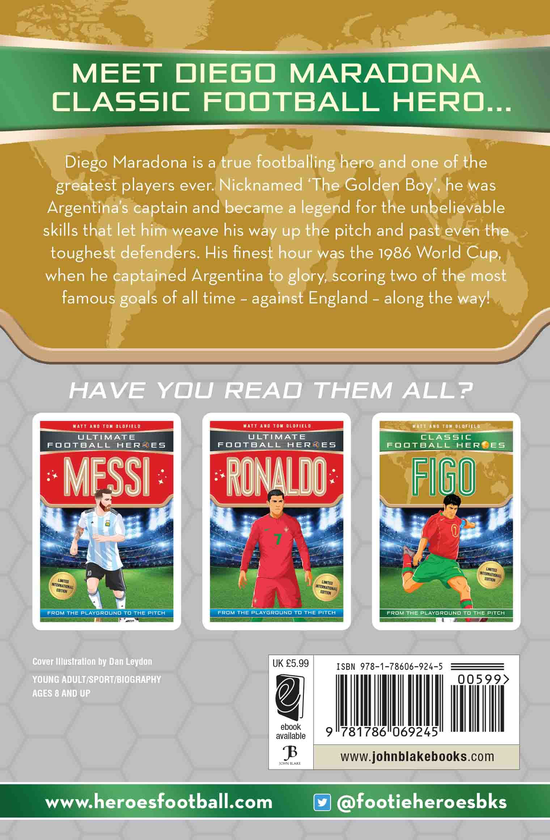 Бумажная книга «Maradona (Classic Football Heroes - Limited International Edition)», авторов Мэтт Олдфилд, Том Олдфилд - фото №1